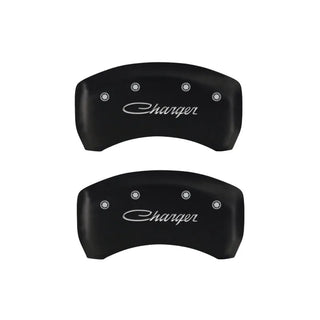 MGP Red Caliper Covers Charger Cursive Logo (F&R): Dodge Charger R/T 2006-2010 5.7L HEMI