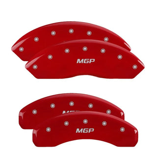 MGP Caliper Covers (F&R): Fits Dodge (06-20) w/ CHARGER Logo - Red