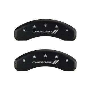 MGP Caliper Covers (F&R): Fits Dodge (06-20) w/ CHARGER Logo - Red