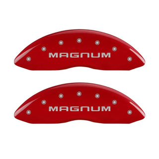MGP Caliper Covers (F&R): Fits Dodge Challenger / Charger / Magnum (06-20) - Red/Silver