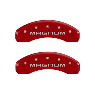 MGP Caliper Covers (F&R): Fits Dodge Challenger / Charger / Magnum (06-20) - Red/Silver