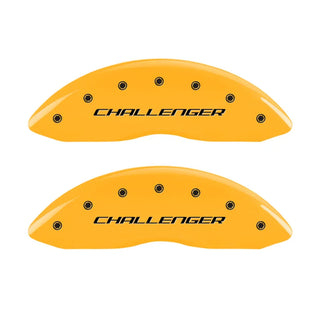 MGP Caliper Covers (F&R): Dodge Challenger / Charger / Magnum (06-20) w/ Yellow - Black Block Logo