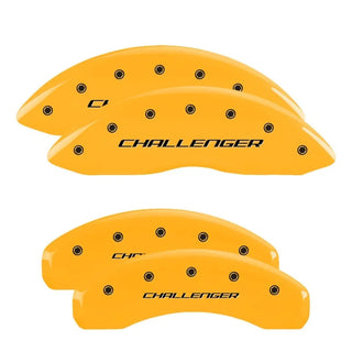 MGP Caliper Covers (F&R): Dodge Challenger / Charger / Magnum (06-20) w/ Yellow - Black Block Logo