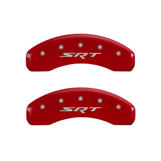 MGP Caliper Covers (FRONT AND REAR): Dodge Ram 2500 / Ram 3500 (2010) w/ Black Finish, Silver Characters, STRIPES Logo
