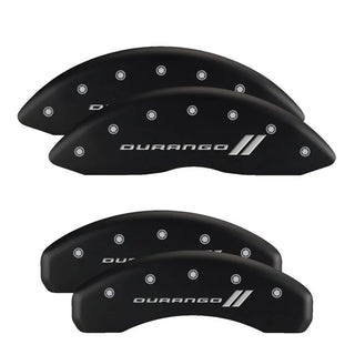 MGP Caliper Covers (FRONT AND REAR): Dodge Ram 2500 (2010) / Ram 3500 (2010) w/ Black Finish, Silver Characters, MGP Logo