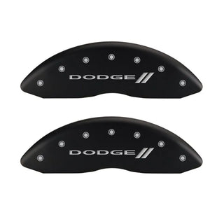 MGP Caliper Covers (FRONT AND REAR): Dodge Ram 2500 (2010) / Ram 3500 (2010) w/ Red Finish, Silver Characters, DODGE Logo