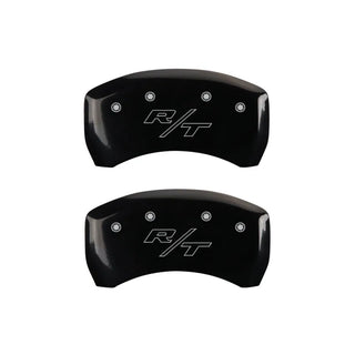 MGP Dual Piston Caliper Covers Charger RT Logo Black (F&R): 11-23 Charger R/T 5.7L HEMI