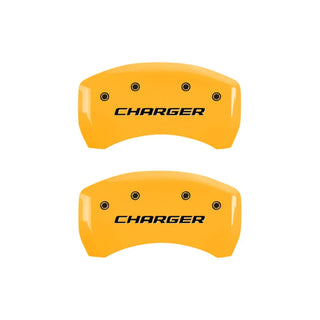 MGP Dual Piston Caliper Covers Charger RT Logo Black (F&R): 11-23 Charger R/T 5.7L HEMI