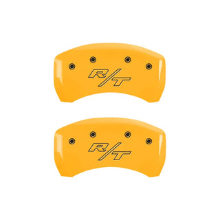 MGP Dual Piston Caliper Covers Black w/ Charger Cursive Logo (F&R): 11-23 Charger 3.6L & 5.7L HEMI