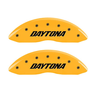 MGP Dual Piston Caliper Covers Daytona Logo Yellow (F&R): 2013 & 2017 Charger Daytona 5.7L HEMI
