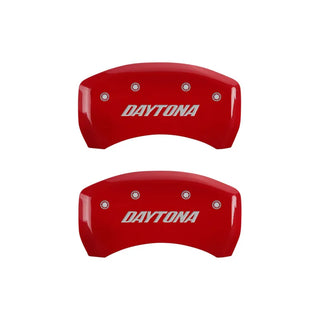 MGP Dual Piston Caliper Covers Daytona Logo Red (F&R): 2013 & 2017 Charger Daytona 5.7L HEMI