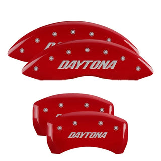 MGP Dual Piston Caliper Covers Daytona Logo Red (F&R): 2013 & 2017 Charger Daytona 5.7L HEMI