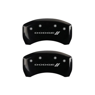 MGP Dual Piston Caliper Covers Black w/ Dodge Logo (F&R): 11-23 Challenger, Charger 3.6L & 5.7L HEMI