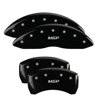 MGP Caliper Covers (FRONT AND REAR): Dodge Challenger (09-23) / Charger (11-23) w/ Black Finish, Silver Characters, MGP Logo