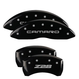 MGP Caliper Covers (FRONT AND REAR): Dodge Challenger (09-23) / Charger (11-23) w/ Yellow Finish, Black Characters, MGP Logo