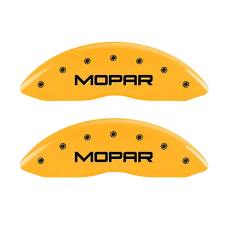 MGP Dual Piston Caliper Covers MOPAR Logo Yellow (F&R): Dodge Challenger / Charger 2009-2023 3.6L & 5.7L HEMI