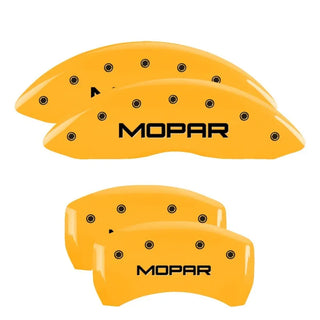 MGP Dual Piston Caliper Covers MOPAR Logo Yellow (F&R): Dodge Challenger / Charger 2009-2023 3.6L & 5.7L HEMI