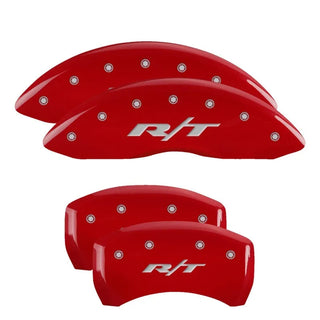 MGP Dual Piston Caliper Covers RT1 Truck Logo Red (F&R): Dodge Challenger / Charger R/T 2009-2023 5.7L HEMI