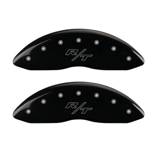 MGP Dual Piston Caliper Covers Black Vintage RT Logo (F&R): Dodge Challenger / Charger R/T 2011-2023 5.7L HEMI