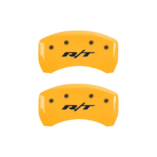 MGP Dual Piston Caliper Covers Yellow RT1 Truck Logo (F&R): Dodge Challenger / Charger R/T 2011-2023 5.7L HEMI