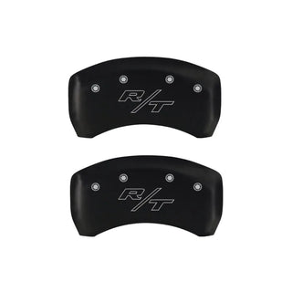 MGP Single Piston Caliper Covers Block Logo Vintage RT (F&R): Dodge Challenger R/T 2011-2023 5.7L HEMI Red
