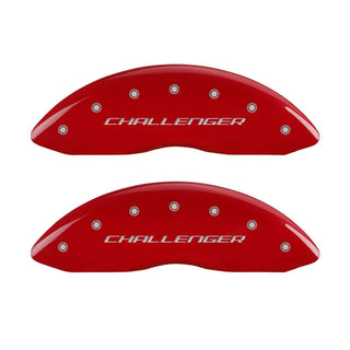 MGP Single Piston Caliper Covers Block Logo (F&R): Dodge Challenger 2011-2023 3.6L/5.7L HEMI Red