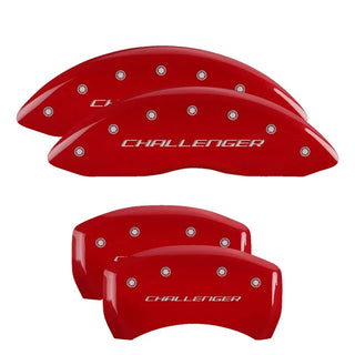 MGP Single Piston Caliper Covers Block Logo (F&R): Dodge Challenger 2011-2023 3.6L/5.7L HEMI Red
