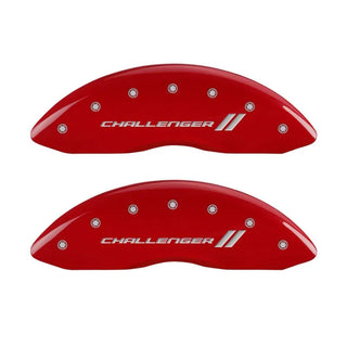 MGP Single Piston Caliper Covers Red w/ Challenger Logo (F&R): 11-23 Challenger 3.6L & 5.7L HEMI