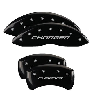 MGP Single Piston Caliper Covers Challenger Cursive Yellow (F&R): Challenger 2011-2023 3.6L & 5.7L HEMI