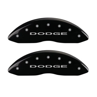 MGP Single Piston Caliper Covers Black w/ Dodge Logo (F&R): 11-23 Challenger, Charger 3.6L & 5.7L HEMI