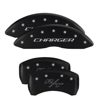 MGP Single Piston Caliper Covers Black w/ Dodge Logo (F&R): 11-23 Challenger, Charger 3.6L & 5.7L HEMI