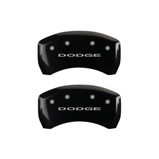 MGP Single Piston Caliper Covers Black w/ Dodge Logo (F&R): 11-23 Challenger, Charger 3.6L & 5.7L HEMI