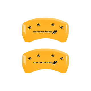 MGP Single Piston Caliper Covers Black w/ Dodge Logo (F&R): 11-23 Challenger, Charger 3.6L & 5.7L HEMI