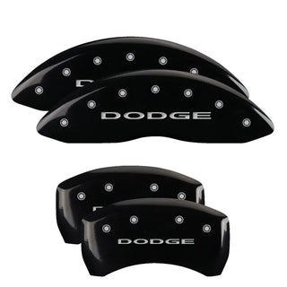 MGP Single Piston Caliper Covers Black w/ Dodge Logo (F&R): 11-23 Challenger, Charger 3.6L & 5.7L HEMI