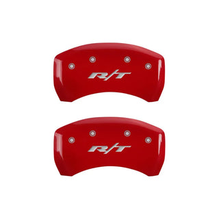 MGP Single Piston Caliper Covers RT1 Truck Logo Red (F&R): Dodge Challenger / Charger R/T 2011-2023 5.7L HEMI