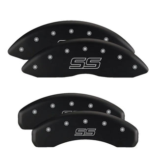 MGP Single Piston Caliper Covers Black Stripes Charger Logo (F&R): 11-23 Charger 3.6L/5.7L HEMI