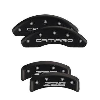 MGP Dual Piston Caliper Covers Challenger Logo Black (F&R): 11-23 Challenger R/T 5.7L HEMI