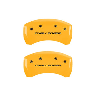 MGP Dual Piston Caliper Covers Challenger Logo Black (F&R): 11-23 Challenger R/T 5.7L HEMI