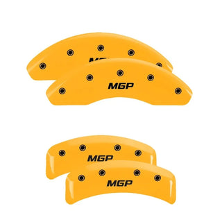 MGP Dual Piston Caliper Covers Challenger Block Logo Red (F&R): 11-23 Challenger 3.6L & 5.7L HEMI