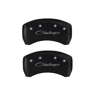 MGP Dual Piston Caliper Covers Cursive Logo Red (F&R): Challenger 11-23 3.6L & 5.7L HEMI