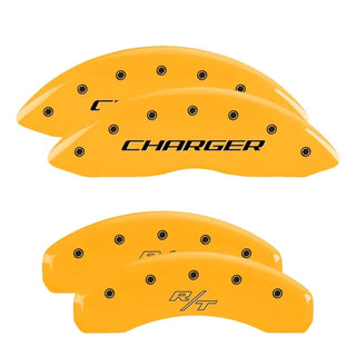 MGP Caliper Covers (F&R): Dodge Challenger / Charger / Magnum (06-20) w/ Yellow - Black Logos