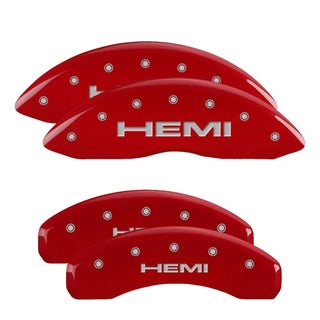 MGP Caliper Covers Red w/ HEMI Logo (F&R): Jeep Grand Cherokee 2011-2021 5.7L HEMI