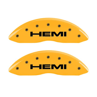 MGP Yellow Caliper Covers HEMI Logo (F&R): Jeep Grand Cherokee 2005-2010 / Commander XK 2006-2010