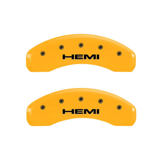 MGP Yellow Caliper Covers HEMI Logo (F&R): Jeep Grand Cherokee 2005-2010 / Commander XK 2006-2010