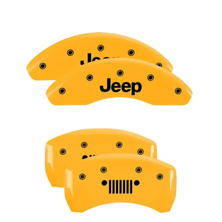 MGP Caliper Covers (FRONT AND REAR): Jeep Grand Cherokee (03-04) w/ Yellow Finish, Black Characters, MGP Logo