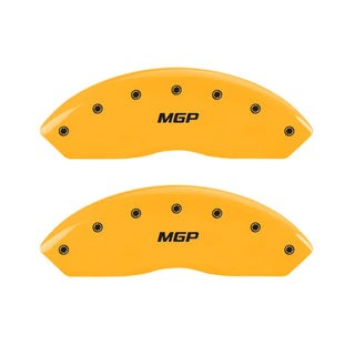 MGP Caliper Covers (FRONT): Jeep Wrangler (97-06) w/ Yellow Finish, Black Characters, MGP Logo