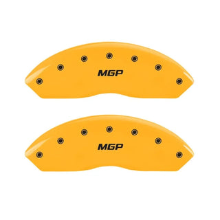MGP Caliper Covers (FRONT): Jeep Wrangler (97-06) w/ Yellow Finish, Black Characters, MGP Logo