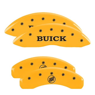 MGP Caliper Covers (FRONT AND REAR): Jeep Wrangler (2003-2006) w/ Yellow Finish, Black Characters, JEEP Logo
