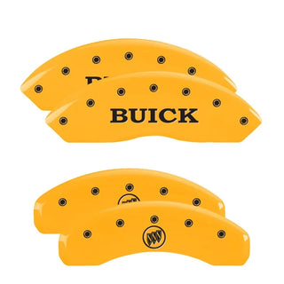 MGP Caliper Covers (FRONT AND REAR): Jeep Wrangler (03-06) w/ Yellow Finish, Black Characters, MOPAR Logo