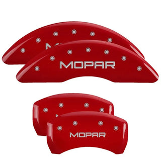 MGP Caliper Covers (FRONT AND REAR): Jeep Grand Cherokee (1999-2002) w/ Red Finish, Silver Characters, MGP Logo